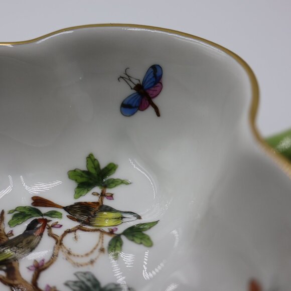 Herend Hand-Painted Small Dish or Bowl – Bird and Butterfly – Unique - Picture 3 of 8
